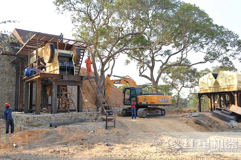 页岩破碎、制砂海外生产现场搭建中